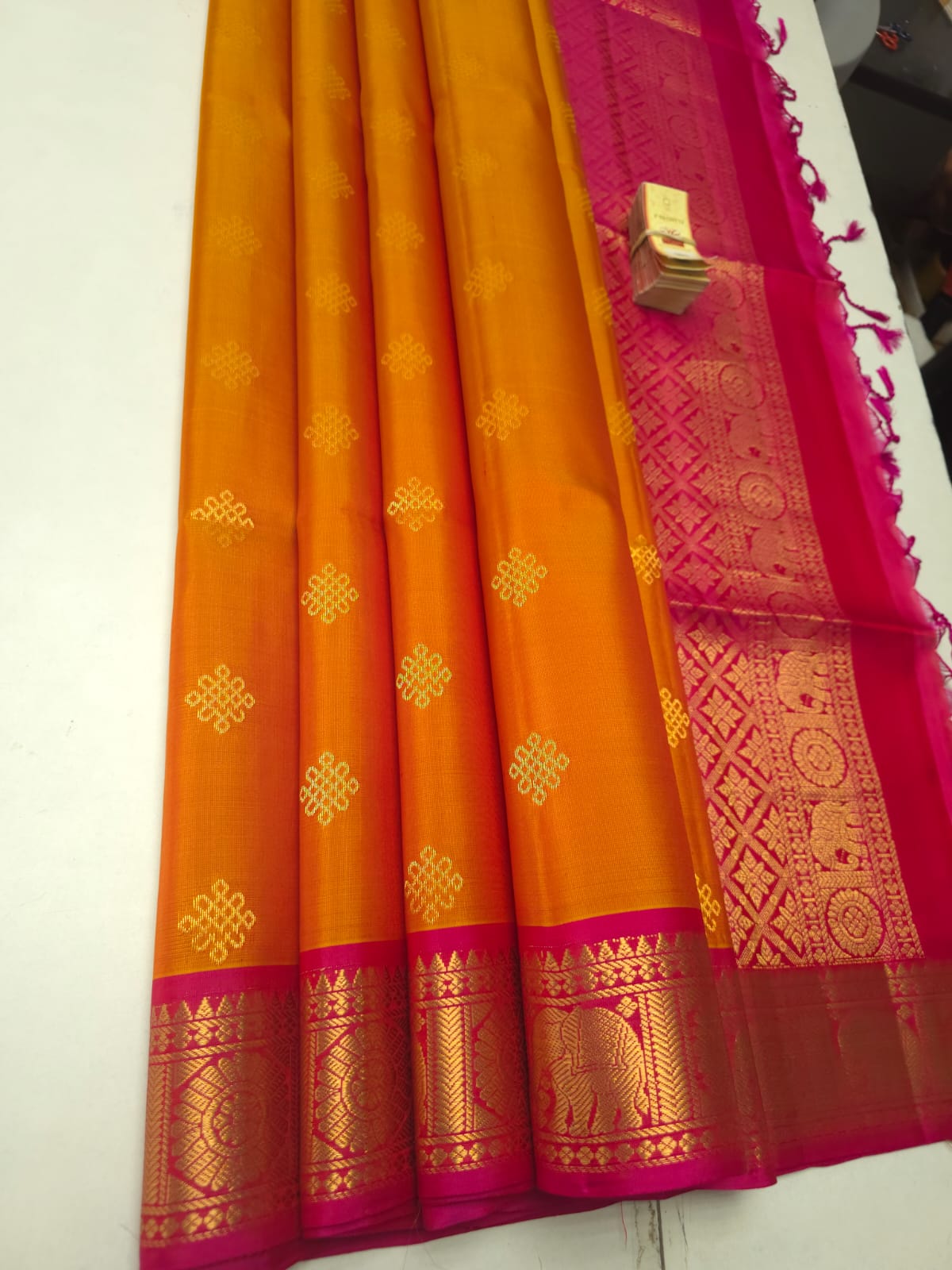 Premium Kanjivaram Soft Silk Saree with Gold Zari Buttas, Jacquard Border Kanchipuram Saree, Traditional South Indian Silk Saree for Wedding & Festive Wear for Weddings & Festive Wear