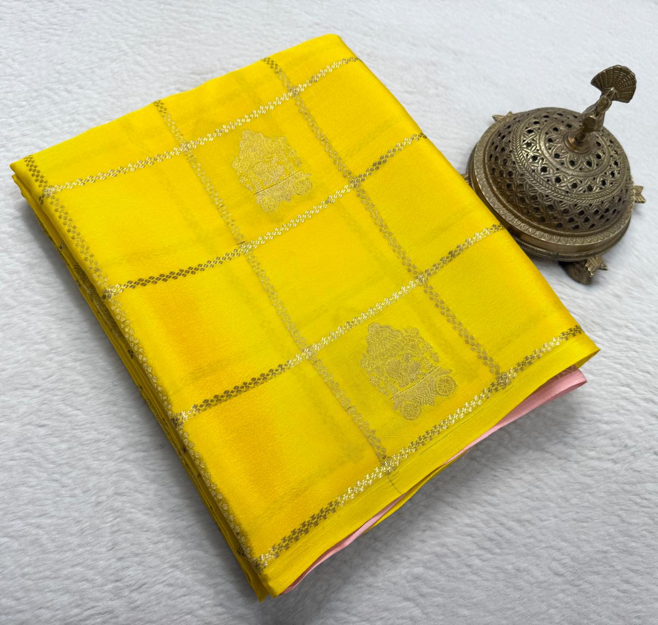 Festive Wear Yellow Silk Saree with Traditional Zari Work