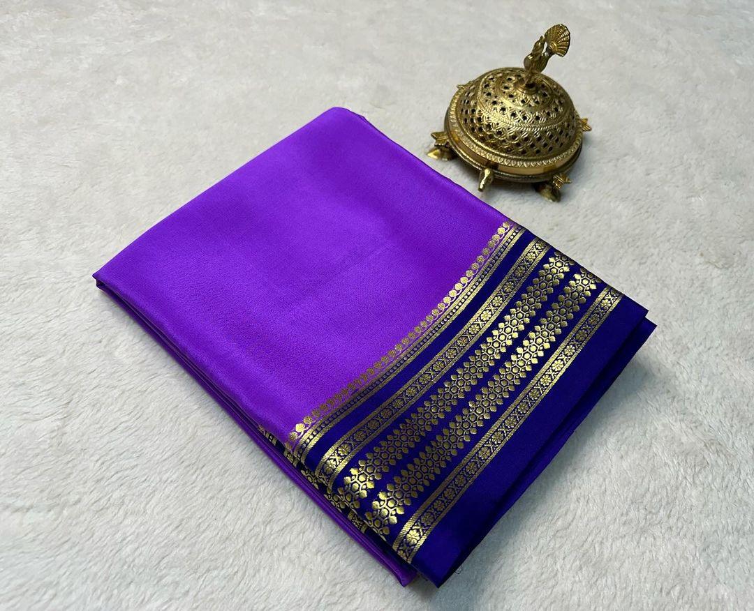 Garden Glow: Pure Silk Saree with Leafy Contrast Borders