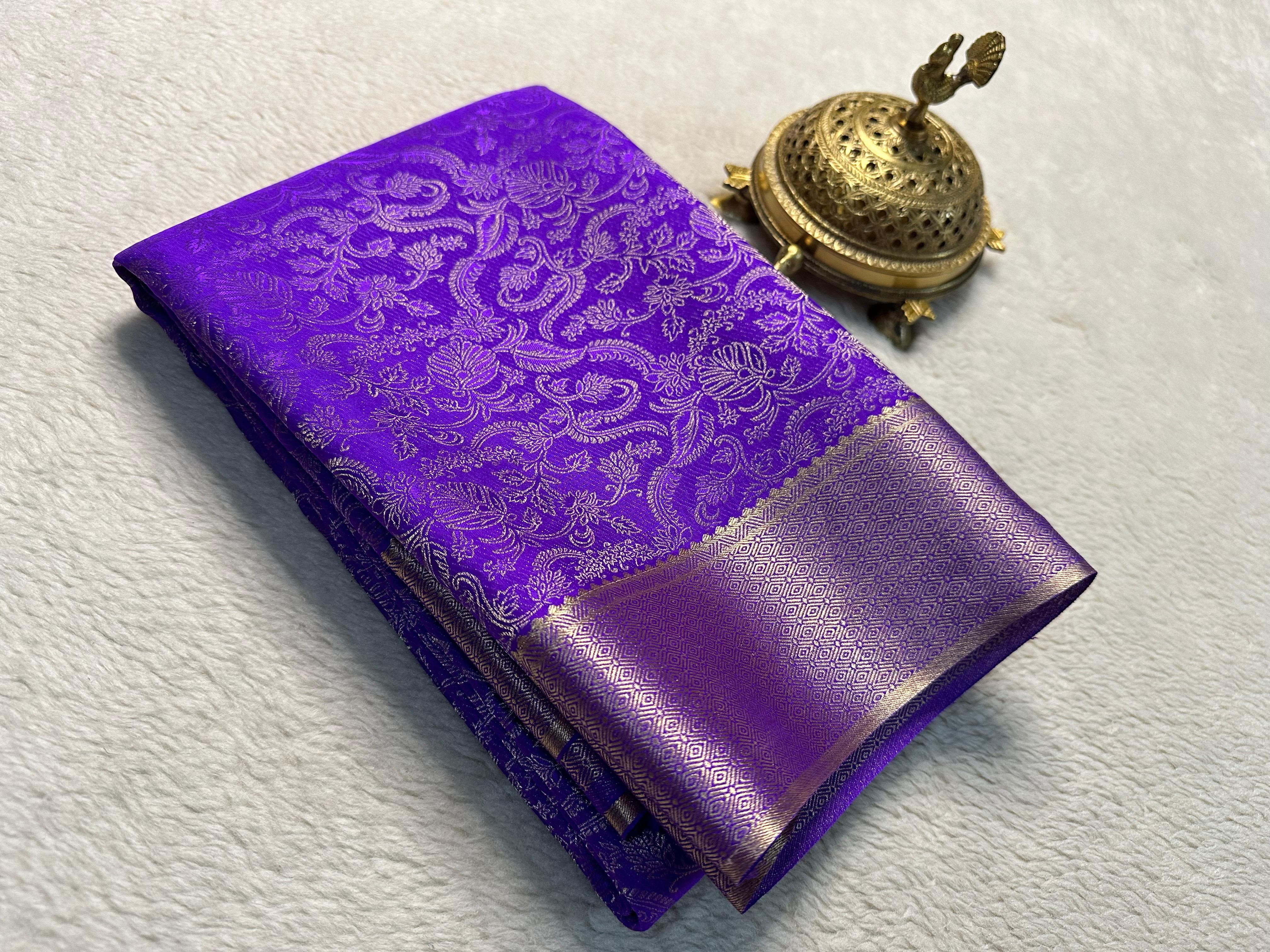 Blue Mysore Silk Sarees, Zari Weaving