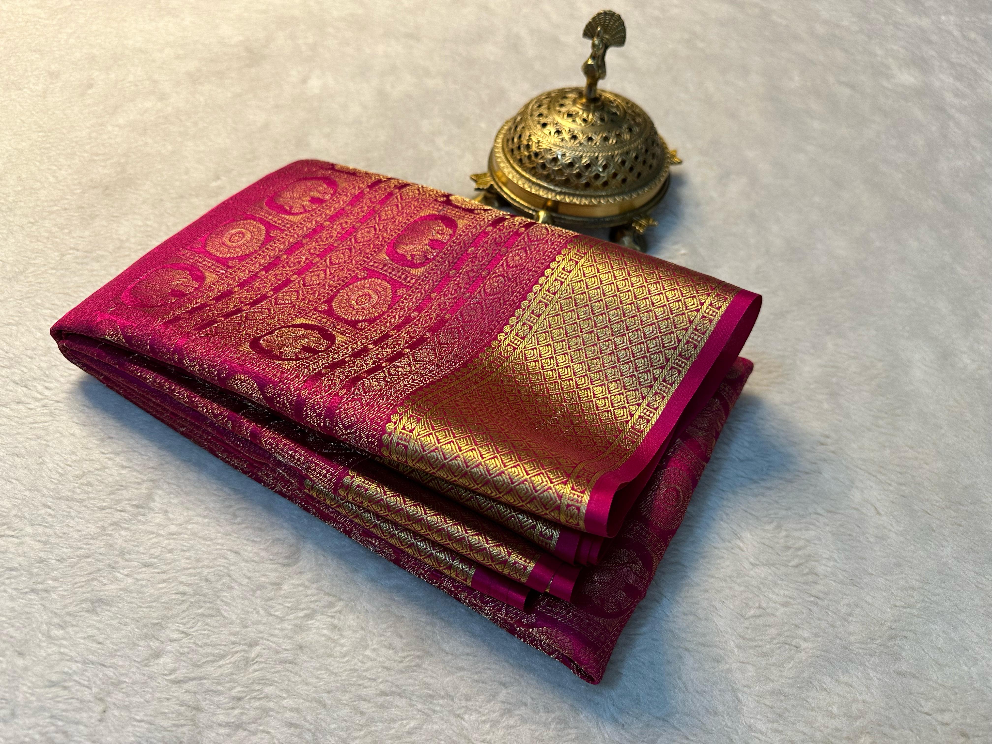 Pink Colour Rich Pallu Mysore Soft Silk Saree