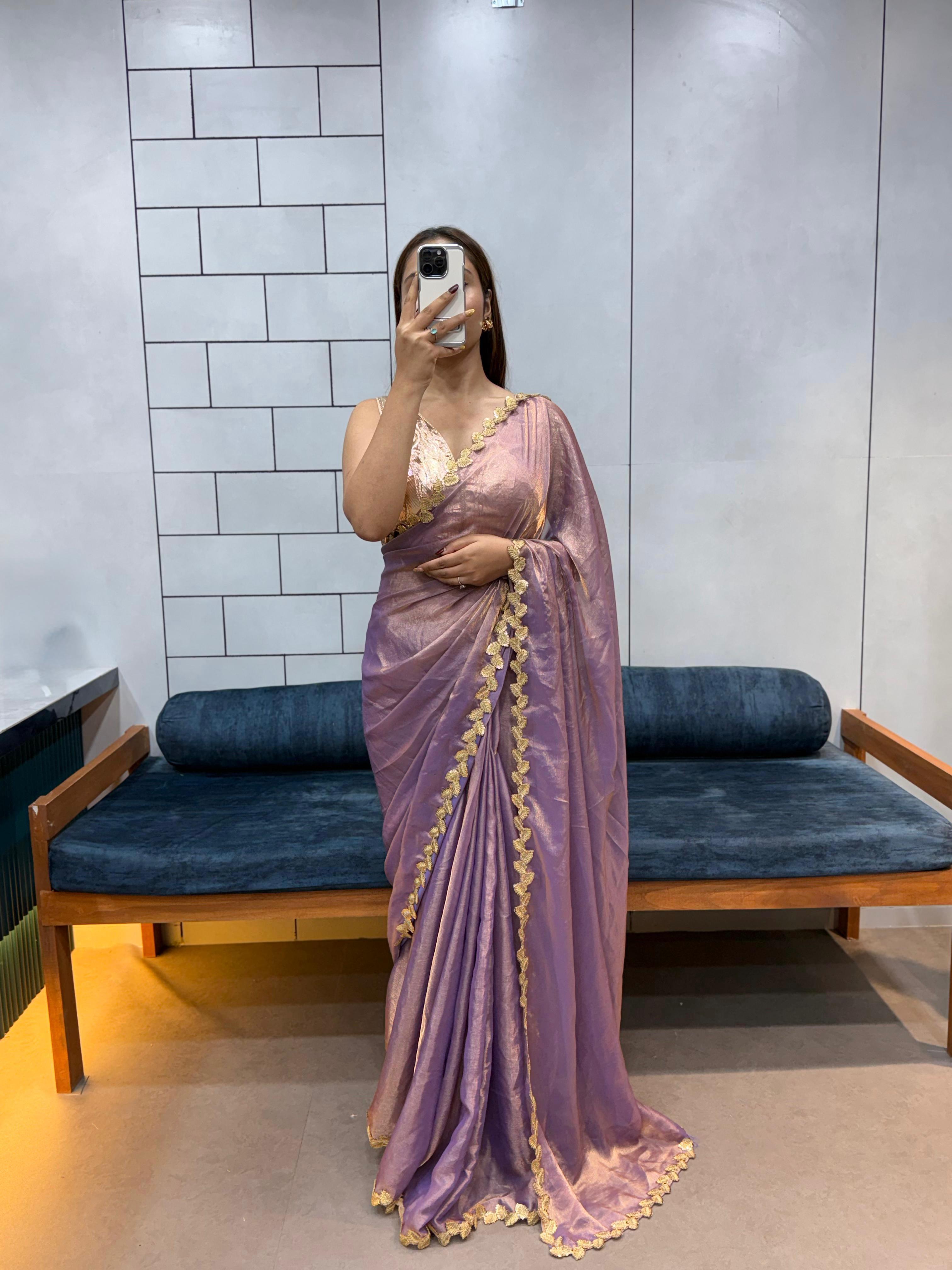 Purple Woven Design Banarasi Pure Tissue Silk Saree