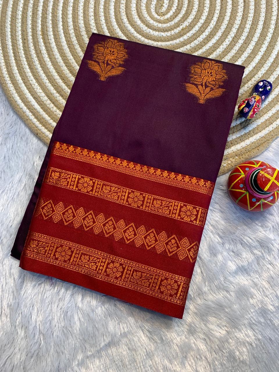 Red soft silk Banarasi saree with Blouse