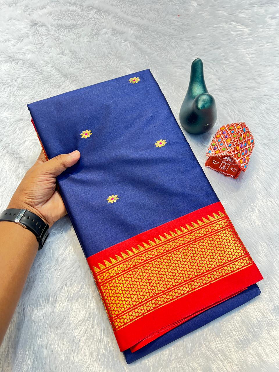 Red Zari Weaving Pure Soft cotton Silk Saree