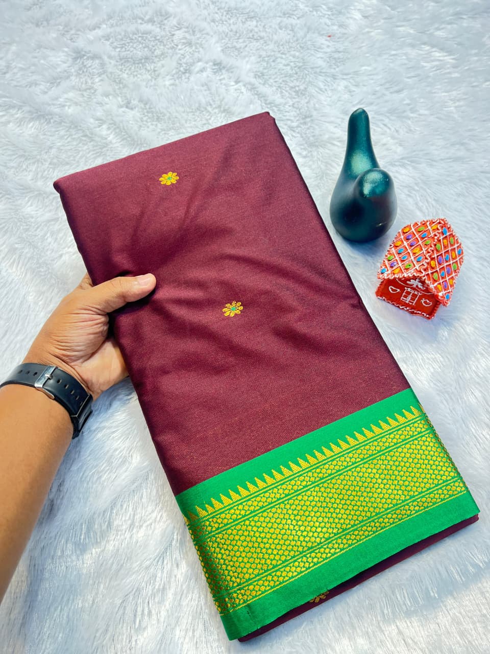 Red Zari Weaving Pure Soft cotton Silk Saree