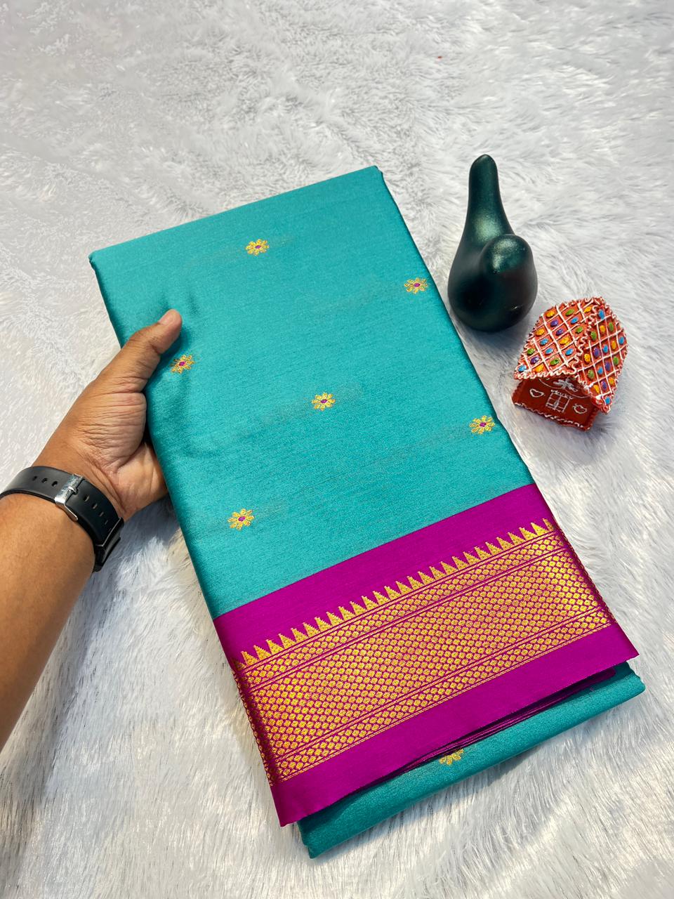 Red Zari Weaving Pure Soft cotton Silk Saree