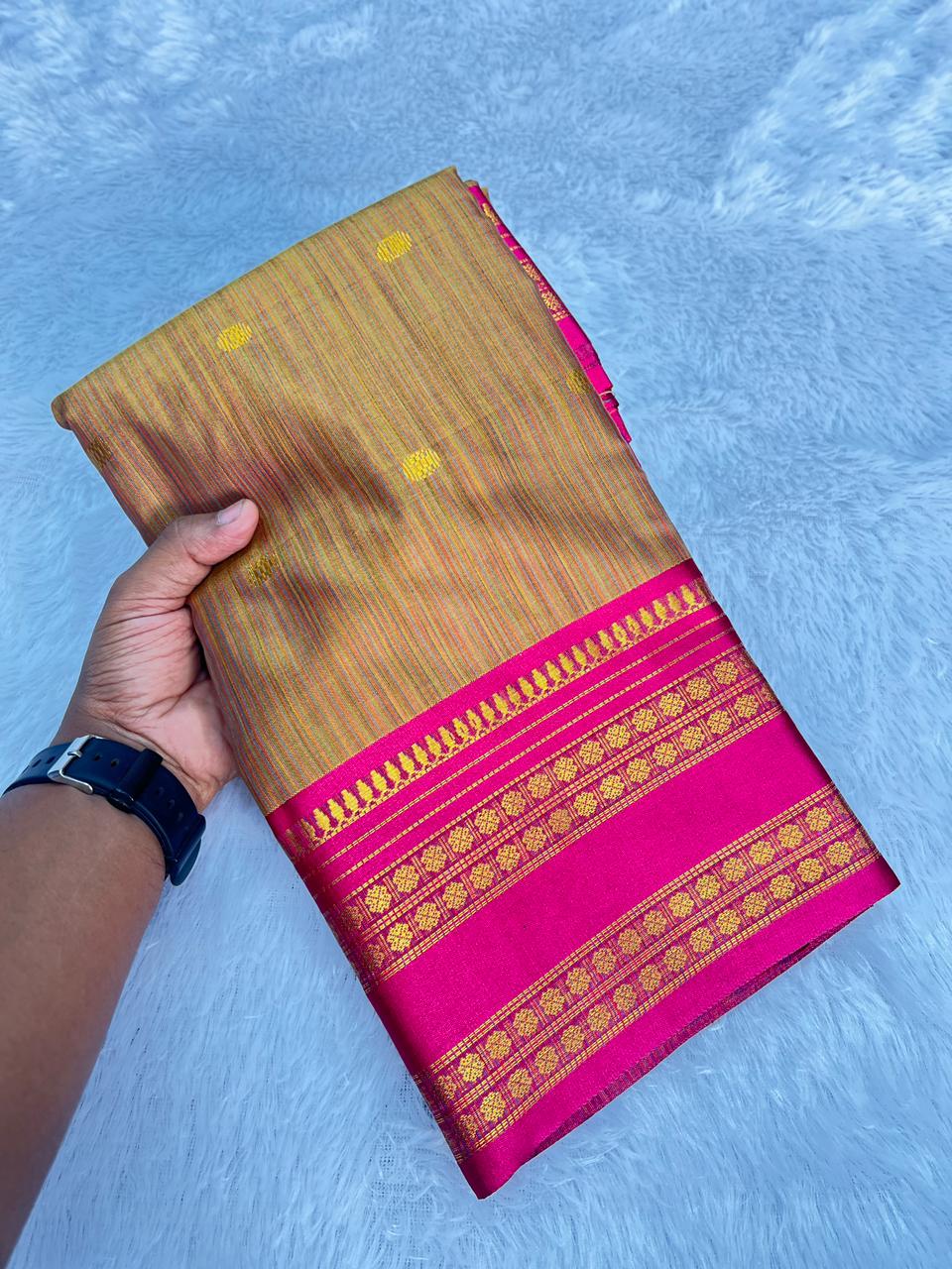 Pink Soft Lichi Silk Pure Paithani Jacquard Work Saree