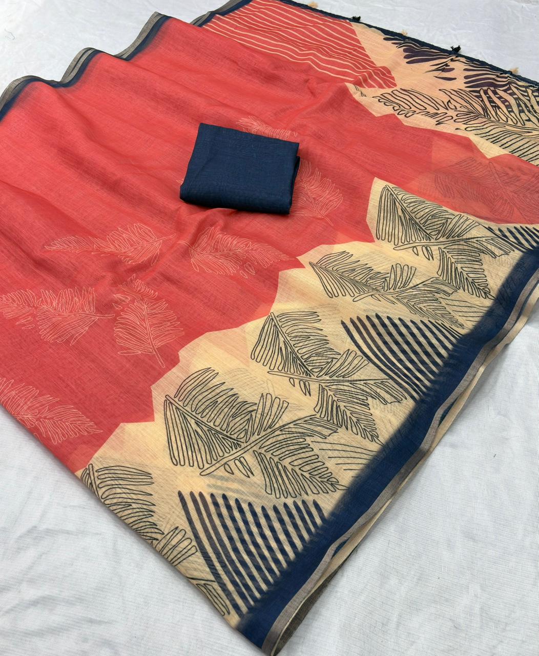 Wedding Wear Women's Special Woven Design Soft Linen Saree