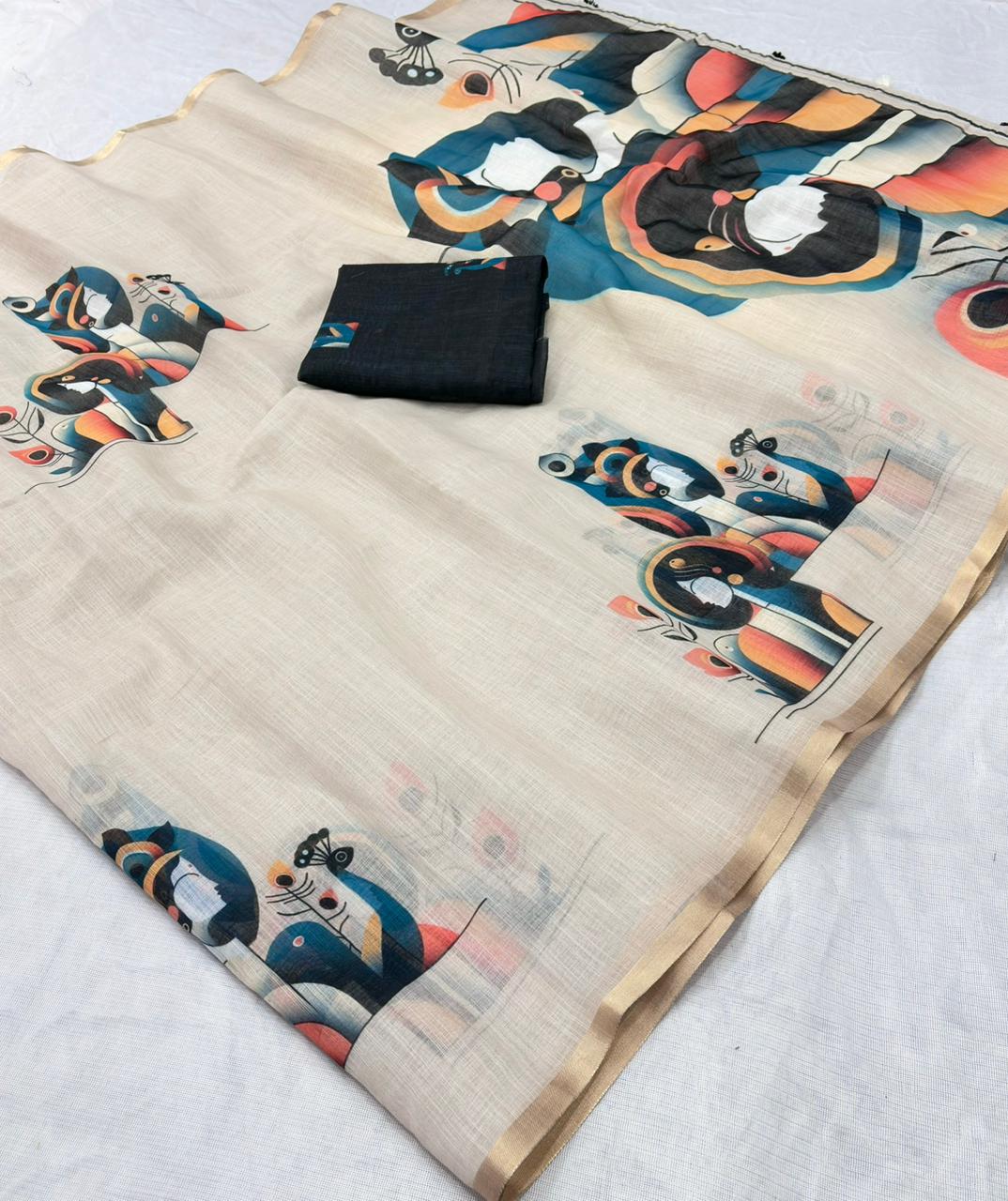 Purple Pure Magic Cotton Batik Linen Saree.