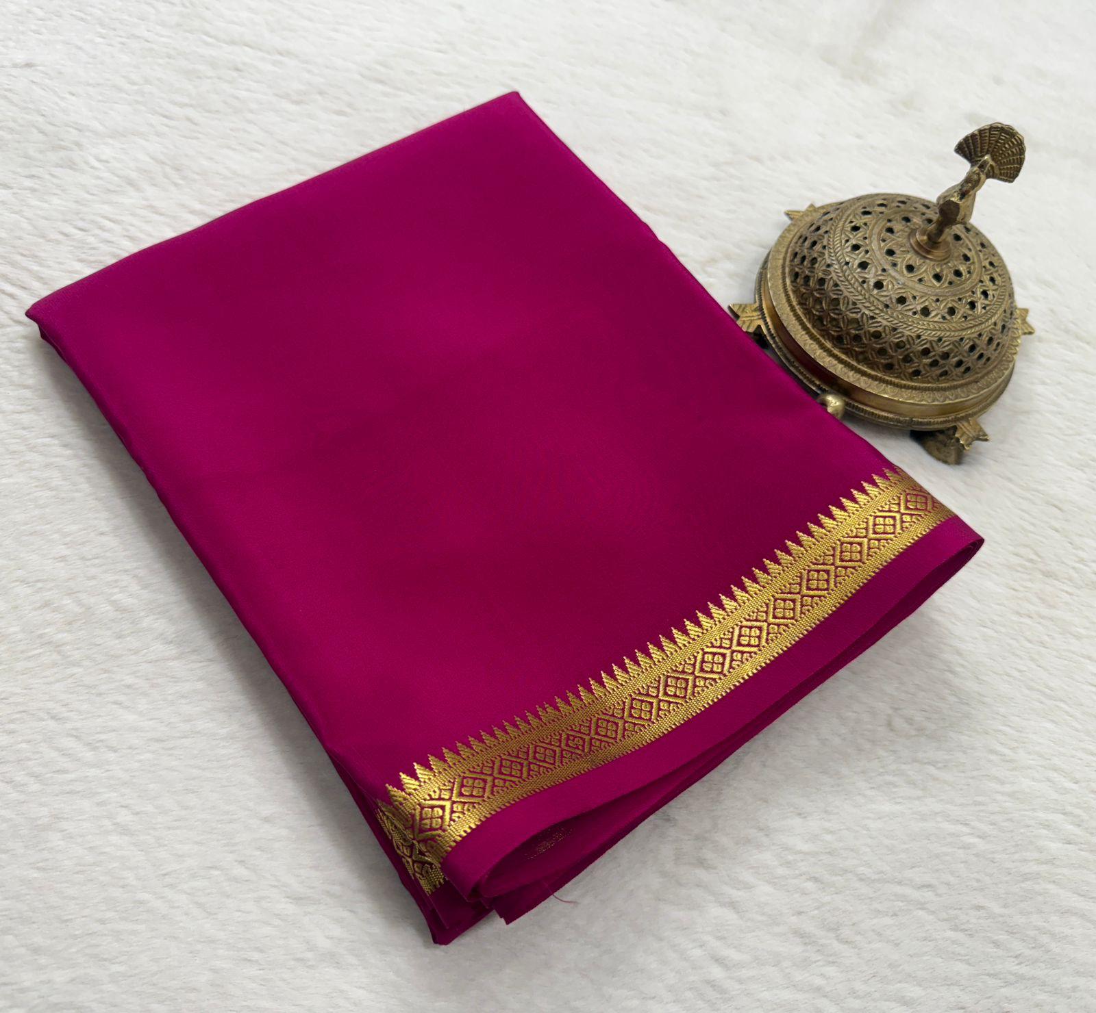 Rani Pink pure Mysore Soft Silk Saree For Women