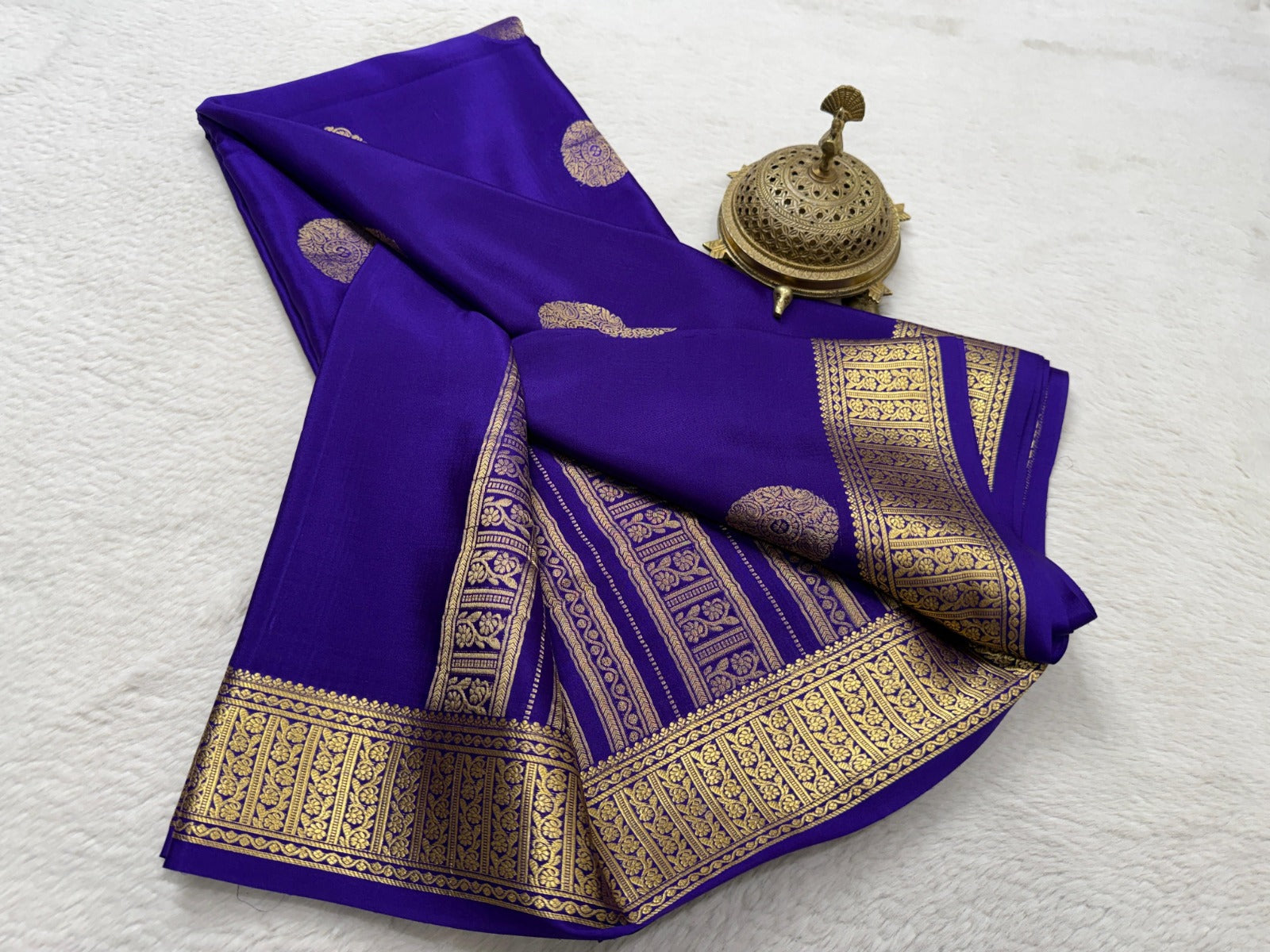 Royal Blue Banarasi Silk Saree with Golden Zari Border
