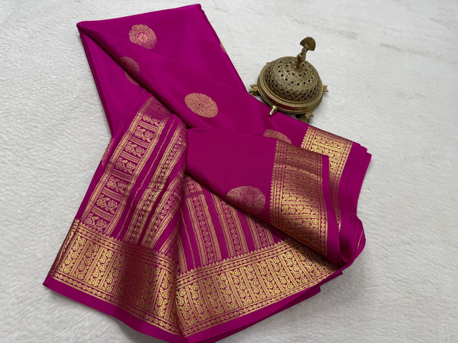 Traditional  Pink Silk Saree with Golden Zari Border for Wedding Wear