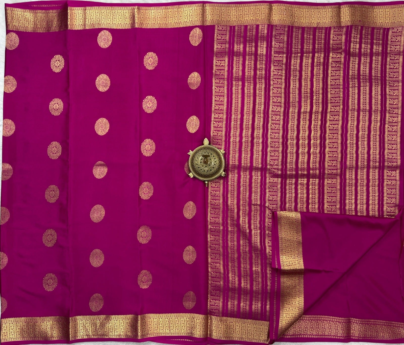Traditional  Pink Silk Saree with Golden Zari Border for Wedding Wear