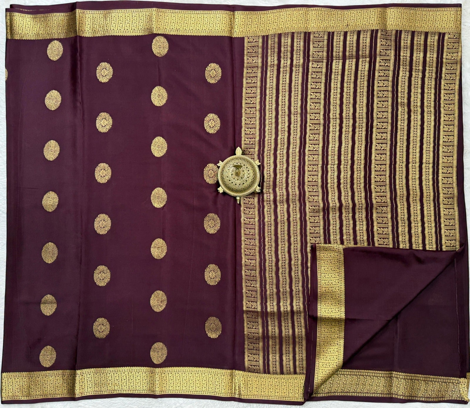 Elegant Ethnic Maroon Silk Saree with Rich Golden Border