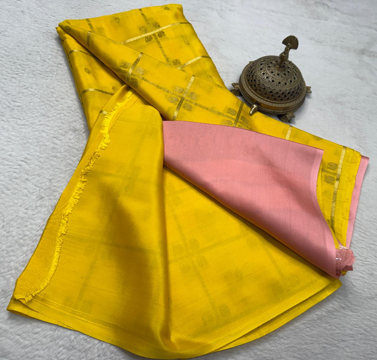 Luxury Ethnic Yellow Silk Saree with Rich Traditional Weaving