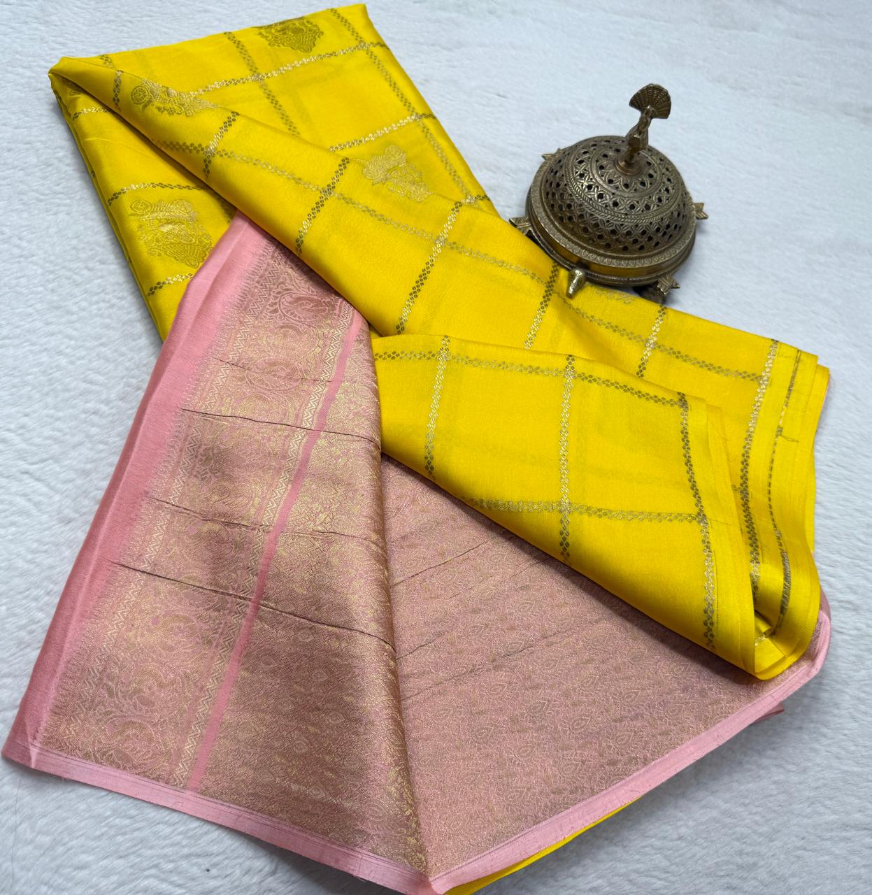 Festive Wear Yellow Silk Saree with Traditional Zari Work