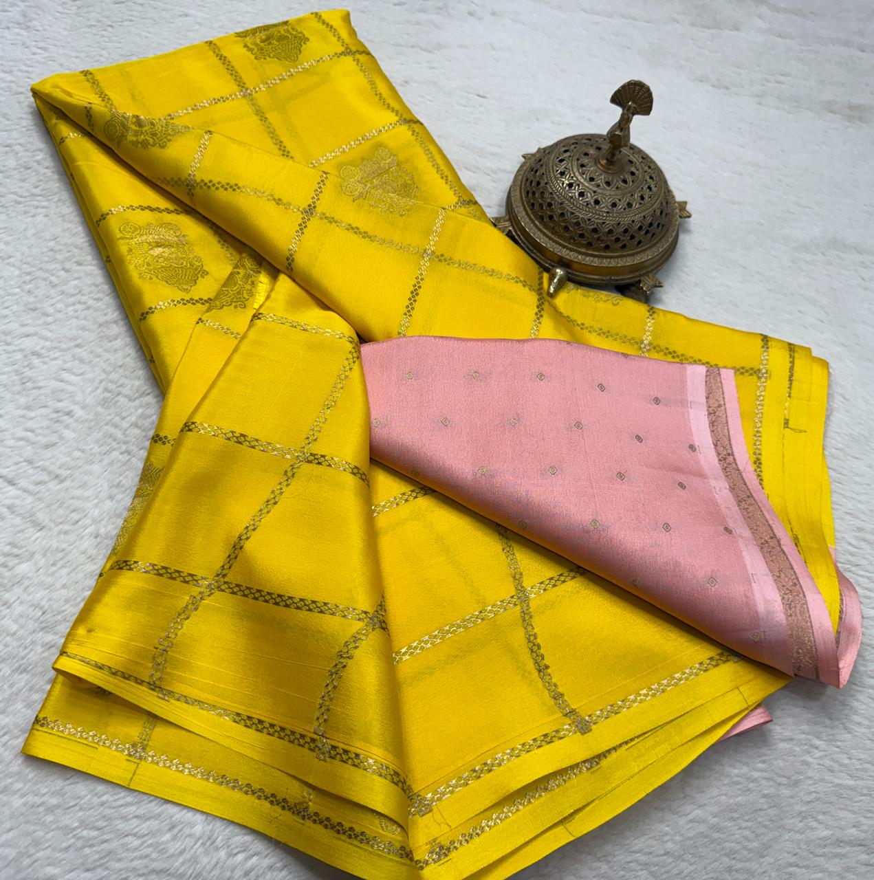 Festive Wear Yellow Silk Saree with Traditional Zari Work