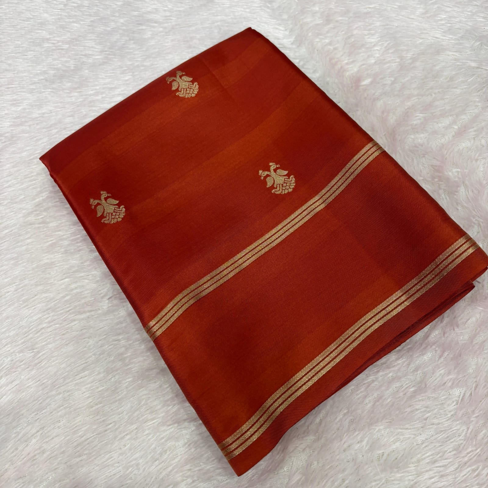 Mustard Yellow Mysore Crepe Silk Saree with Teal Bentex Border
