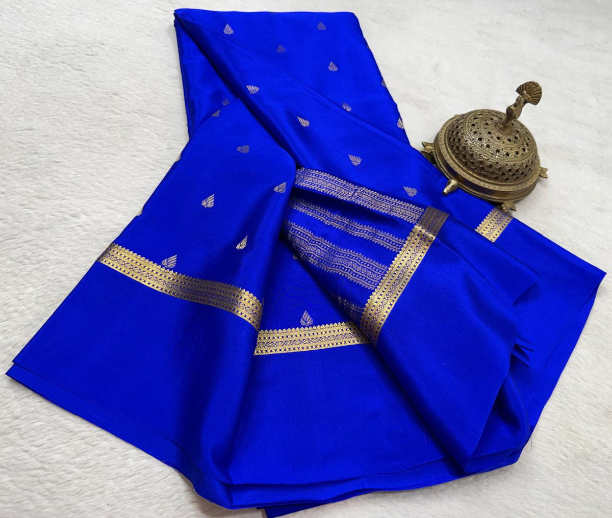 Pure Mysore Silk Saree Butta Pattern With Bentex Border Rich Pallu