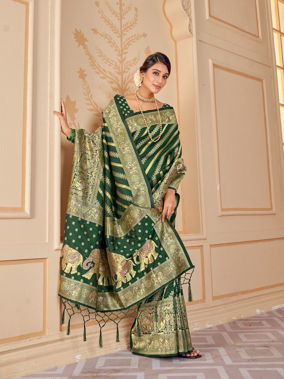 green paithani soft silk saree