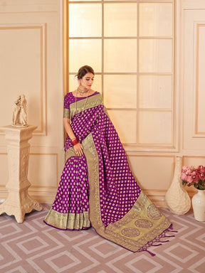 Purple paithani Special  Pure Soft Silk With Pure Zari Weaving and beautiful Rich Pallu Saree | Vootbuy