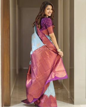 Pure Copper Soft Silk Ligth Color With Celebraction Wear New Concept Silk Saree | Vooybuy