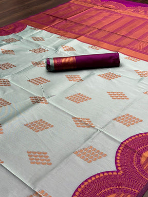 Pure Copper Soft Silk Ligth Color With Celebraction Wear New Concept Silk Saree | Vooybuy