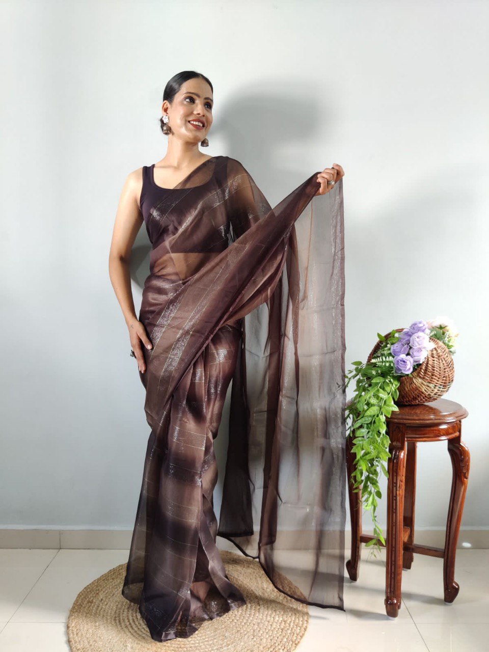 organza pure soft silk ready to wear fancy saree