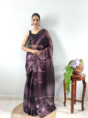 Organza Pure Soft Silk Multi Color One Minute Ready To Wear Fancy Saree | Vootbuy