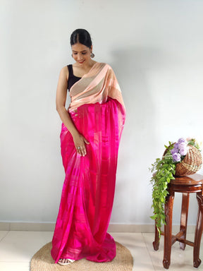beautiful silk pink saree