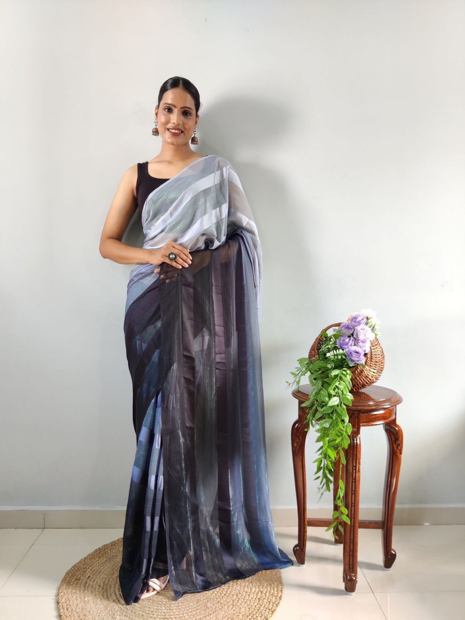 blue new designer silk saree