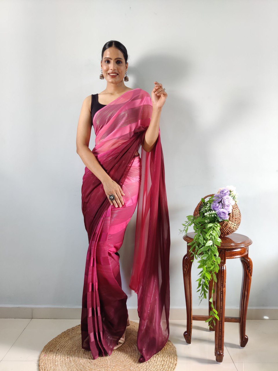 Multi color soft silk pure saree with woven design blouse