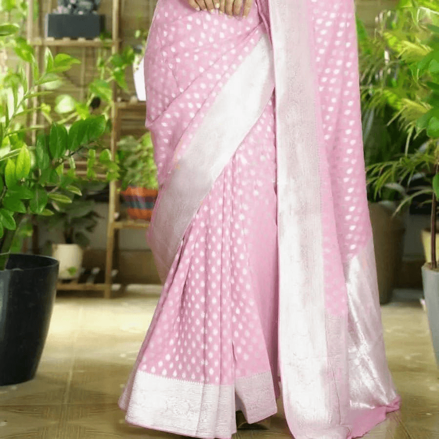 Elegant Crepe Silk Zari Buttie Saree for Weddings & Festive Wear