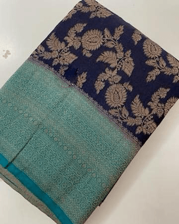 Golden Maze: Crepe Mysore Silk with Zari Jaal