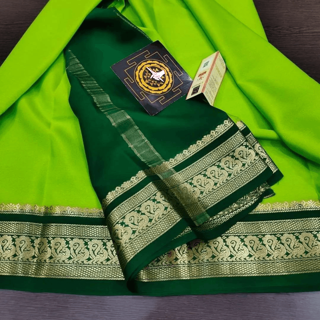 Handwoven Mysore Crepe Soft Silk Sarees – Luxurious Touch