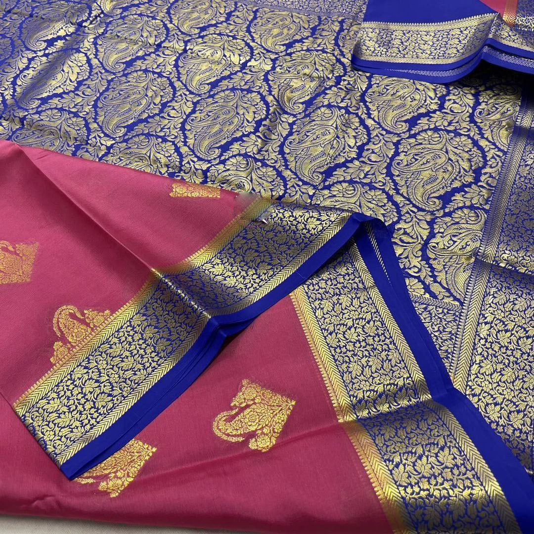 Pure crepe mysore silk sarees With beautiful Zari weaving motifs