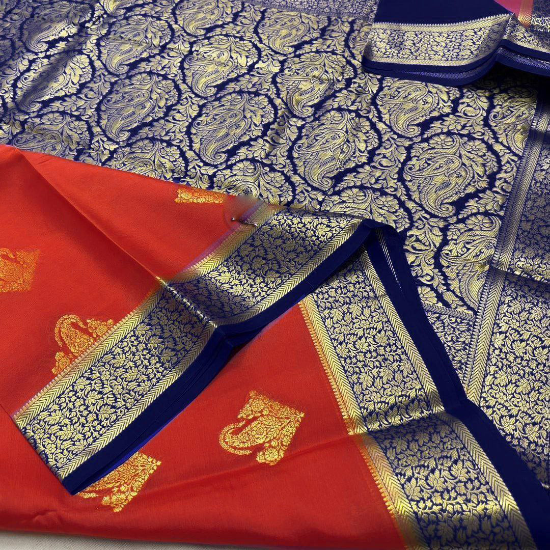 Pure crepe mysore silk sarees With beautiful Zari weaving motifs