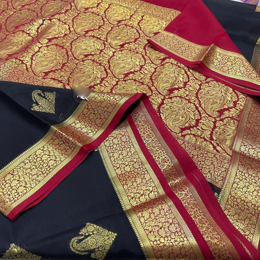 Pure crepe mysore silk sarees With beautiful Zari weaving motifs