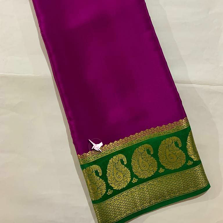 Purple Mysore Soft Silk Saree with Zari Work