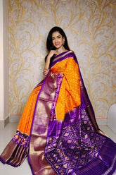 Orange Handloom Soft Silk Printed Saree