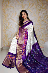 White Handloom Soft Silk Printed Saree