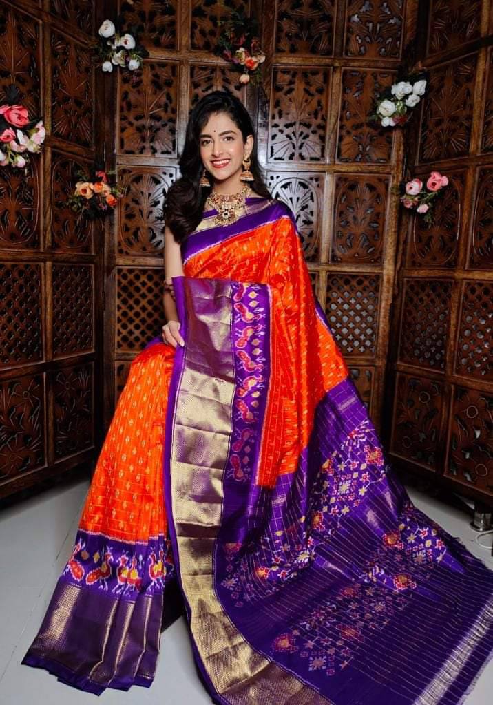 Orange Soft Silk Handloom Saree