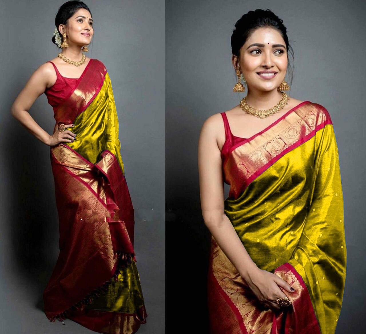 Traditional Banarasi soft silk saree with fine Kadwa weaving details