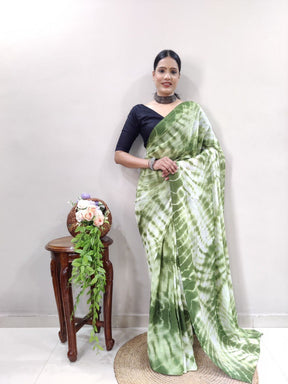 green silk saree with satin blouse