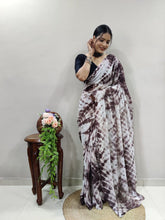 multi light color ready to wear saree with black satin blouse