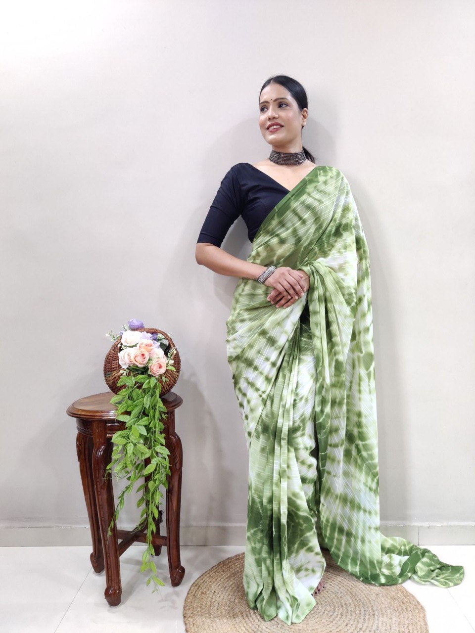 green pure soft silk saree