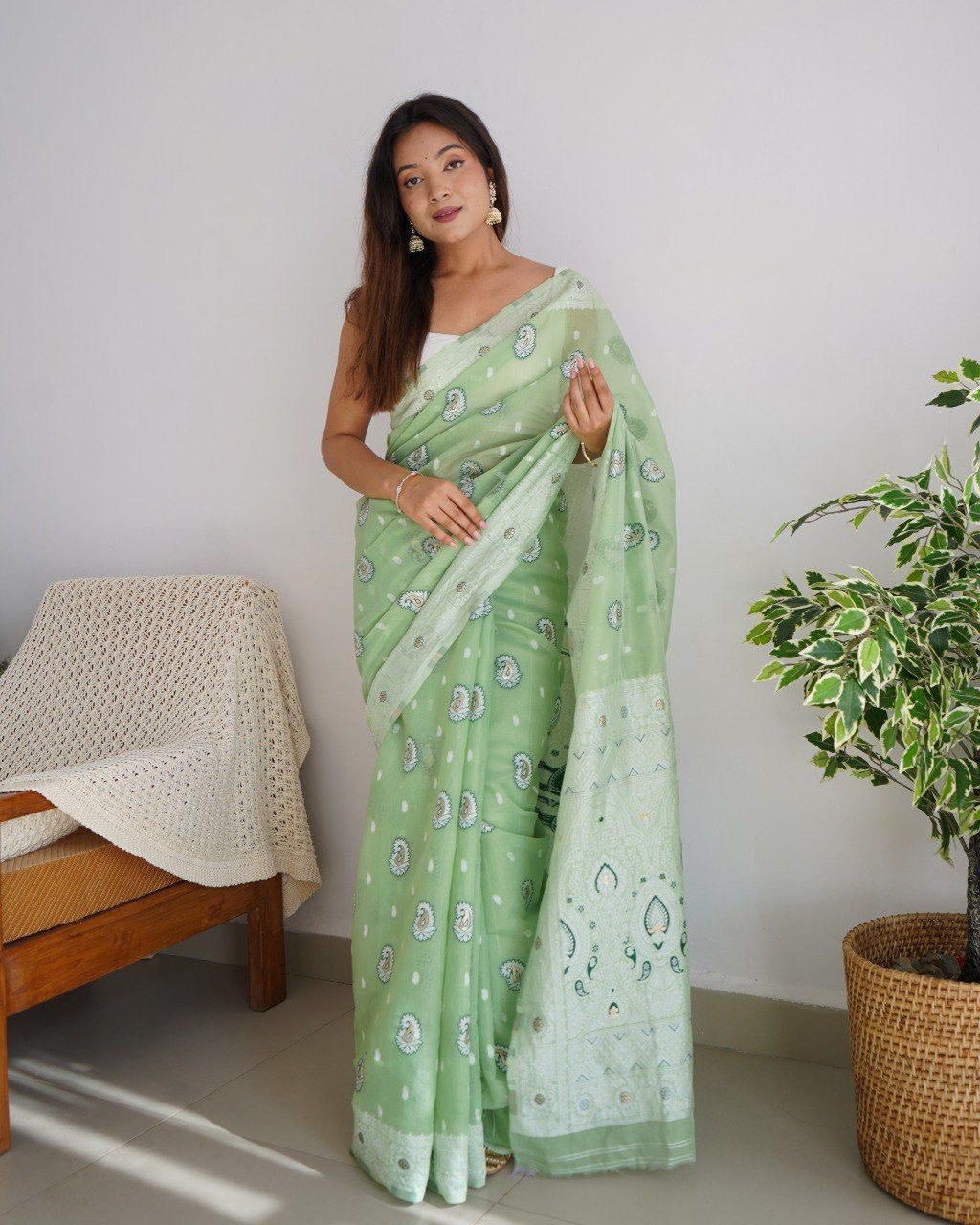 Span Lilan Soft Silk Lakhnavi Weaving Work With Badla Zari Multiple Saree | Vootbuy