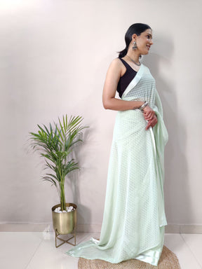 fancy soft silk saree in green color