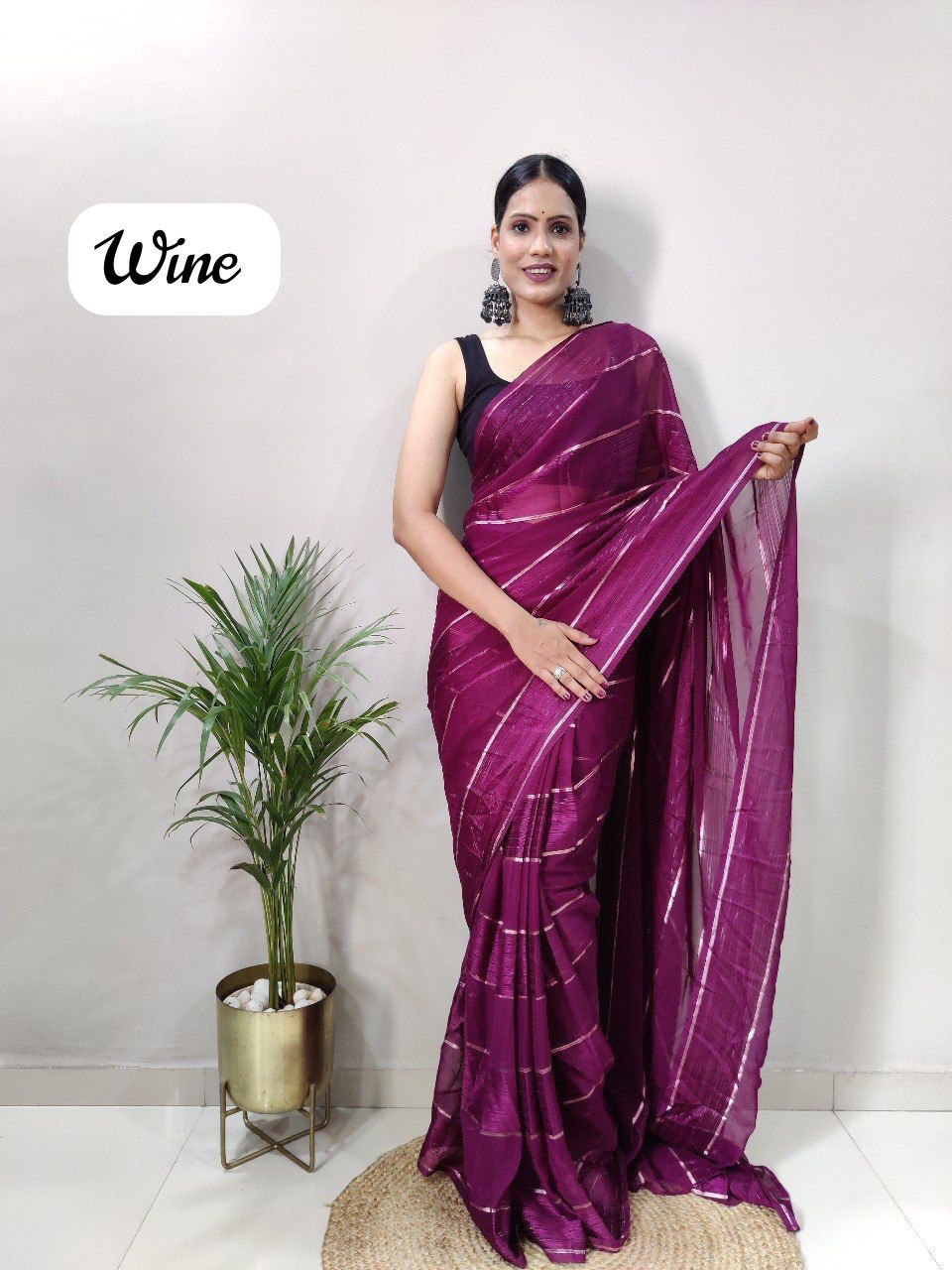 One Minute Ready To Wear Multiple Color Pure Soft Georgette With Satin Zari Patta Saree | Vootbuy