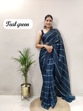 One Minute Ready To Wear Multiple Color Pure Soft Georgette With Satin Zari Patta Saree | Vootbuy